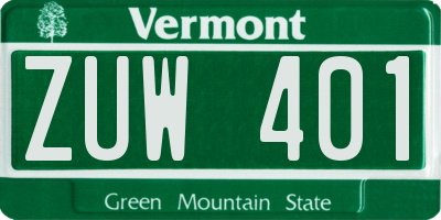 VT license plate ZUW401