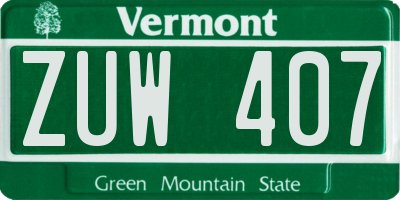 VT license plate ZUW407