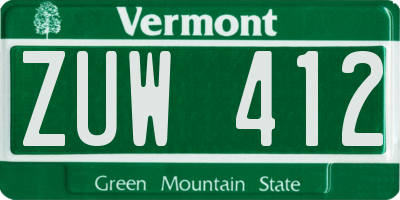 VT license plate ZUW412
