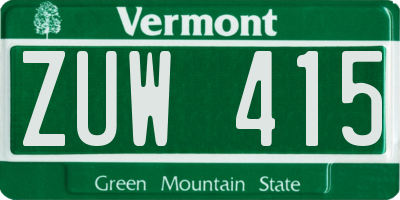 VT license plate ZUW415