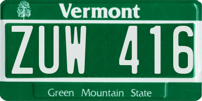 VT license plate ZUW416