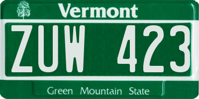 VT license plate ZUW423