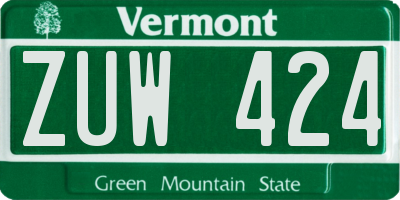 VT license plate ZUW424
