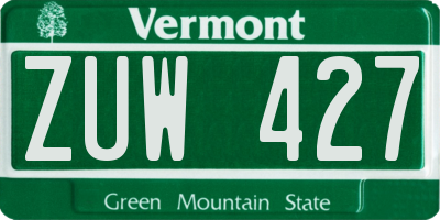 VT license plate ZUW427