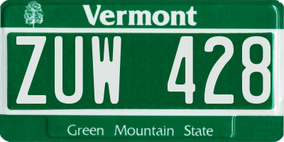VT license plate ZUW428