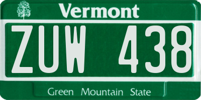 VT license plate ZUW438