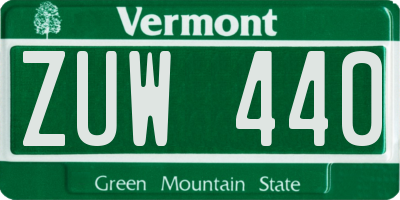 VT license plate ZUW440