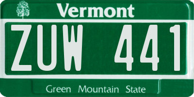 VT license plate ZUW441