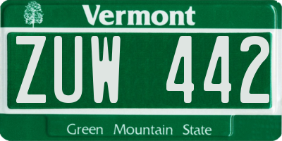 VT license plate ZUW442