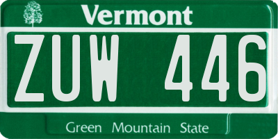 VT license plate ZUW446