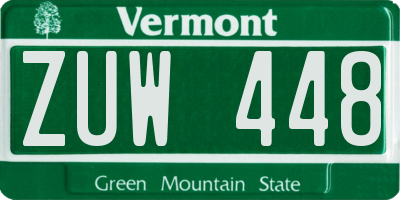 VT license plate ZUW448