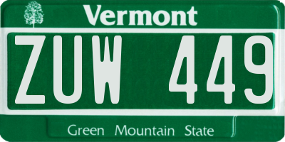 VT license plate ZUW449