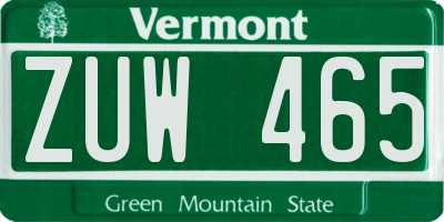 VT license plate ZUW465