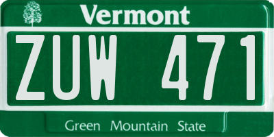 VT license plate ZUW471