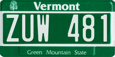 VT license plate ZUW481