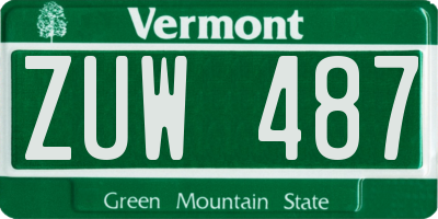 VT license plate ZUW487