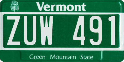 VT license plate ZUW491