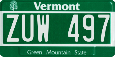 VT license plate ZUW497