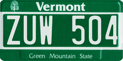 VT license plate ZUW504