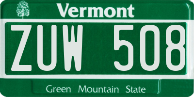 VT license plate ZUW508