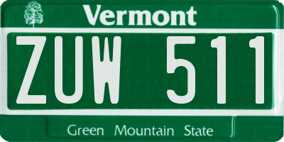VT license plate ZUW511