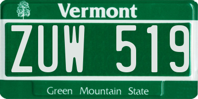 VT license plate ZUW519