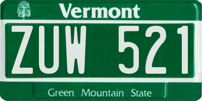 VT license plate ZUW521