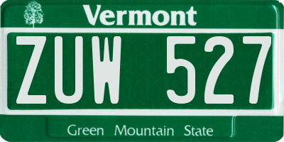 VT license plate ZUW527