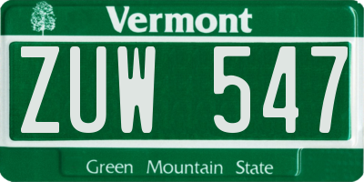 VT license plate ZUW547