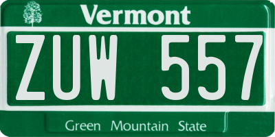 VT license plate ZUW557