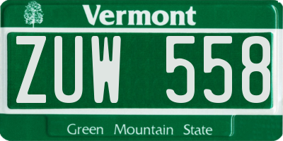 VT license plate ZUW558