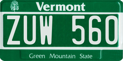 VT license plate ZUW560