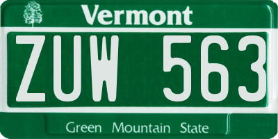 VT license plate ZUW563
