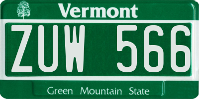 VT license plate ZUW566