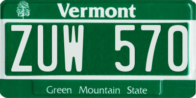 VT license plate ZUW570
