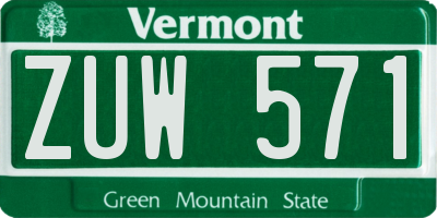 VT license plate ZUW571