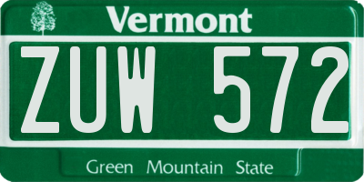 VT license plate ZUW572