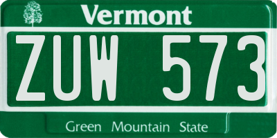 VT license plate ZUW573