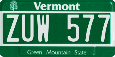 VT license plate ZUW577
