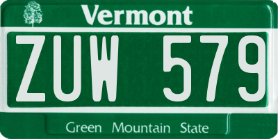 VT license plate ZUW579