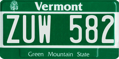 VT license plate ZUW582