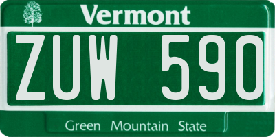 VT license plate ZUW590