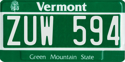 VT license plate ZUW594