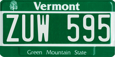 VT license plate ZUW595