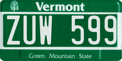 VT license plate ZUW599