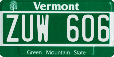 VT license plate ZUW606