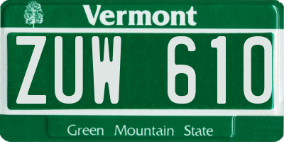 VT license plate ZUW610