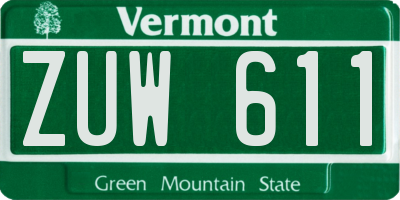 VT license plate ZUW611