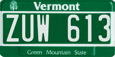 VT license plate ZUW613
