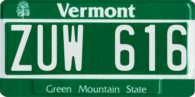 VT license plate ZUW616